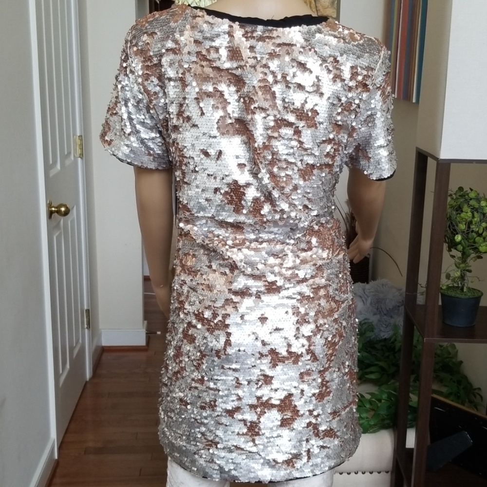 ❤1. State Sequined Shift Dress Silver Mist Size M - Picture 3 of 8